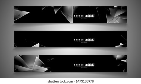 banner collection. abstract background with luminous triangles   that overlap . isolated black background. vector illustration of eps 10