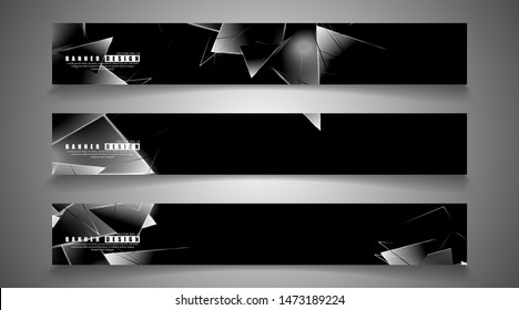 banner collection. abstract background with luminous triangles   that overlap . isolated black background. vector illustration of eps 10