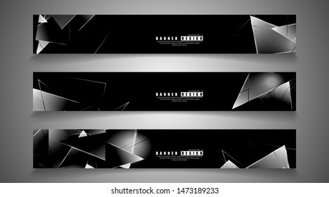 banner collection. abstract background with luminous triangles   that overlap . isolated black background. vector illustration of eps 10
