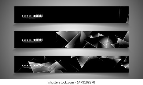 banner collection. abstract background with luminous triangles   that overlap . isolated black background. vector illustration of eps 10