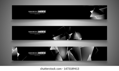 banner collection. abstract background with luminous triangles   that overlap . isolated black background. vector illustration of eps 10