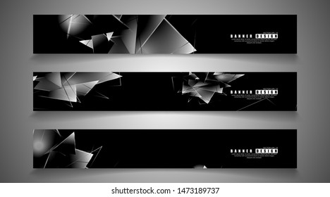banner collection. abstract background with luminous triangles   that overlap . isolated black background. vector illustration of eps 10