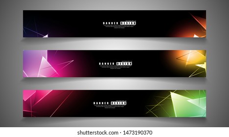 banner collection. abstract background with luminous triangles that overlap. isolated black background. vector illustration of eps 10