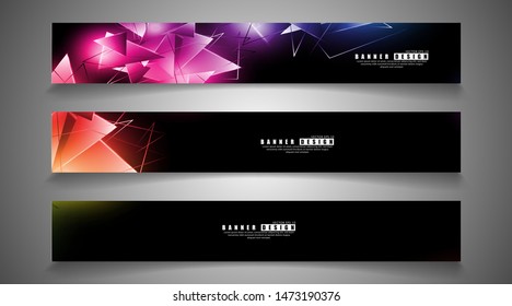 banner collection. abstract background with luminous triangles that overlap. isolated black background. vector illustration of eps 10