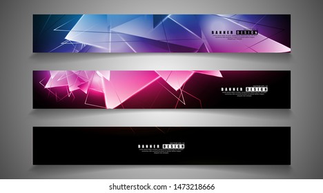 banner collection. abstract background with luminous triangles that overlap. isolated black background. vector illustration of eps 10