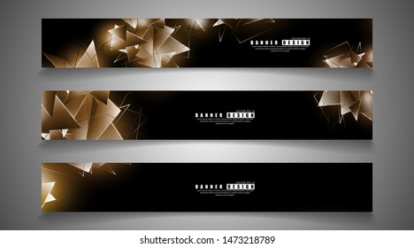 banner collection. abstract background with luminous triangles that overlap. isolated black background. vector illustration of eps 10