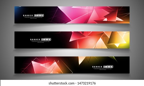 banner collection. abstract background with luminous triangles that overlap. isolated black background. vector illustration of eps 10