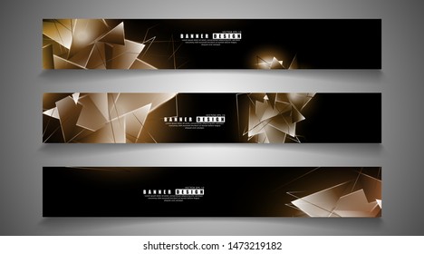 banner collection. abstract background with luminous triangles that overlap. isolated black background. vector illustration of eps 10