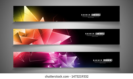 banner collection. abstract background with luminous triangles that overlap. isolated black background. vector illustration of eps 10