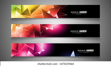 banner collection. abstract background with luminous triangles that overlap. isolated black background. vector illustration of eps 10