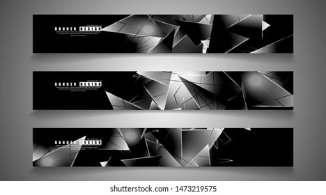 banner collection. abstract background with luminous triangles   that overlap . isolated black background. vector illustration of eps 10