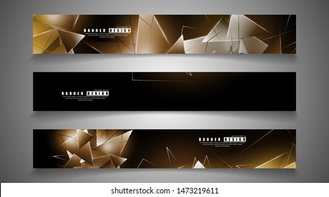 banner collection. abstract background with luminous triangles that overlap. isolated black background. vector illustration of eps 10
