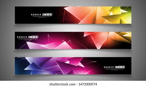 banner collection. abstract background with luminous triangles that overlap. isolated black background. vector illustration of eps 10