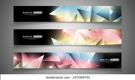 banner collection. abstract background with luminous triangles that overlap. isolated black background. vector illustration of eps 10