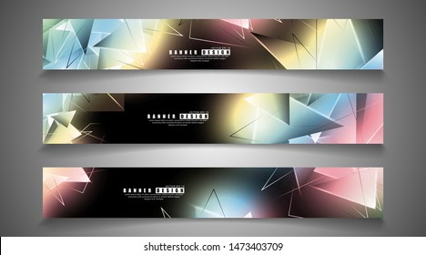 banner collection. abstract background with luminous triangles that overlap. isolated black background. vector illustration of eps 10