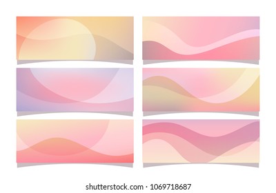 Banner collection of abstract gradient colors with wave shapes decoration. Colorful vector illustration, perfect for covers, web headers, banner designs and backgrounds. Soft pink banner collection.