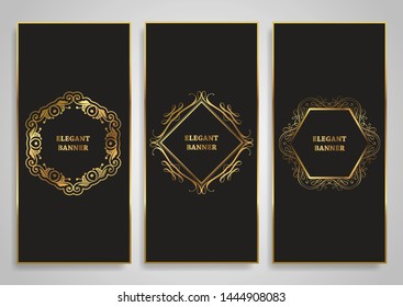 Banner collection with elegant gold and black designs