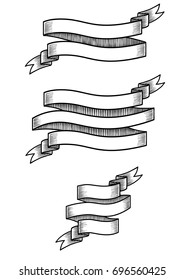 Banner collection illustration, drawing, engraving, ink, line art, vector
