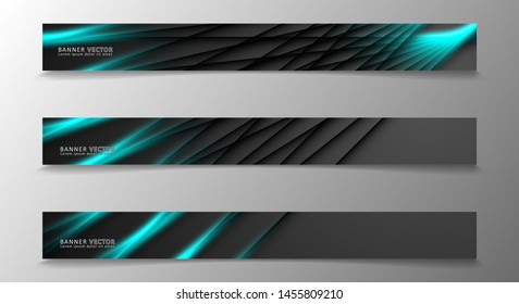 Colección de carteles, fondo vectorial con brillantes rayas azules de neón en una habitación oscura. adecuado para su diseño de fondo