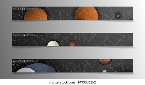 Banner collection, vector backgrounds with colorful circles. space banner vector suitable for any design
