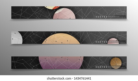 Banner collection, vector backgrounds with colorful circles. space banner vector suitable for any design