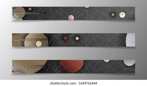 Banner collection, vector backgrounds with colorful circles. space banner vector suitable for any design