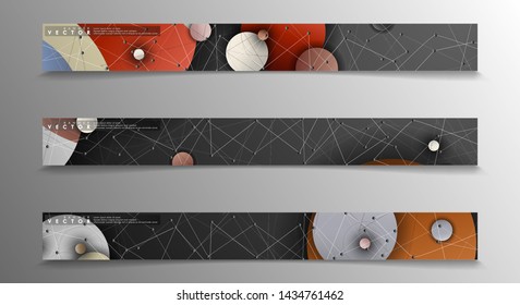 Banner collection, vector backgrounds with colorful circles. space banner vector suitable for any design