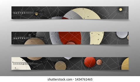 Banner collection, vector backgrounds with colorful circles. space banner vector suitable for any design