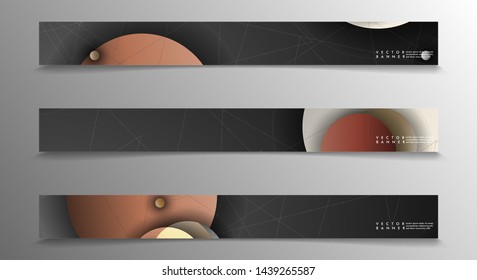 Banner collection, vector backgrounds with colorful circles. space banner vector suitable for any design