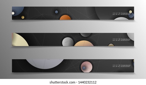 Banner collection, vector backgrounds with colorful circles. space banner vector suitable for any design
