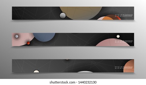 Banner collection, vector backgrounds with colorful circles. space banner vector suitable for any design