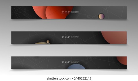 Banner collection, vector backgrounds with colorful circles. space banner vector suitable for any design