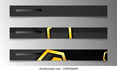 Banner collection, vector backgrounds with hexagon gold. space banner vector suitable for any design