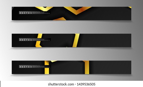 Banner collection, vector backgrounds with hexagon gold. space banner vector suitable for any design