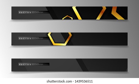 Banner collection, vector backgrounds with hexagon gold. space banner vector suitable for any design