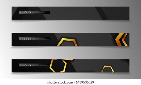 Banner collection, vector backgrounds with hexagon gold. space banner vector suitable for any design