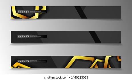 Banner collection, vector backgrounds with hexagon gold. space banner vector suitable for any design