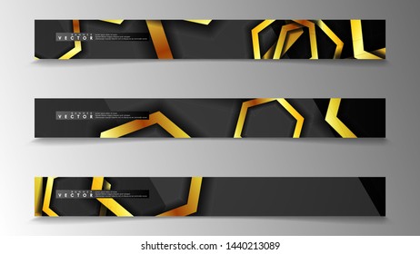 Banner collection, vector backgrounds with hexagon gold. space banner vector suitable for any design