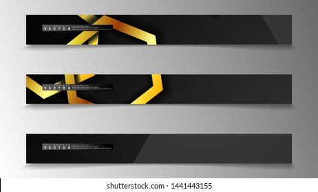 Banner collection, vector backgrounds with hexagon gold. space banner vector suitable for any design