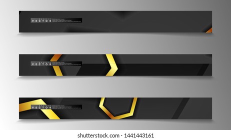 Banner collection, vector backgrounds with hexagon gold. space banner vector suitable for any design