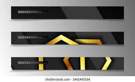 Banner collection, vector backgrounds with hexagon gold. space banner vector suitable for any design