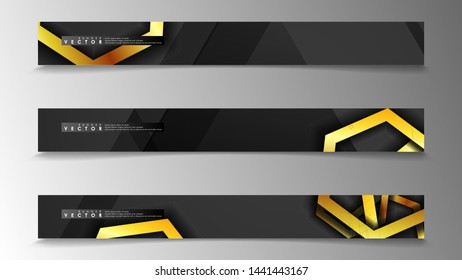 Banner collection, vector backgrounds with hexagon gold. space banner vector suitable for any design