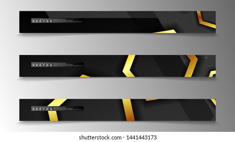 Banner collection, vector backgrounds with hexagon gold. space banner vector suitable for any design