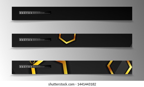 Banner collection, vector backgrounds with hexagon gold. space banner vector suitable for any design