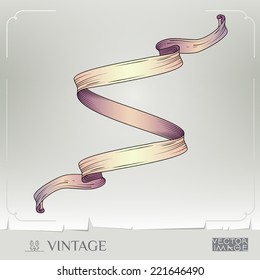 Banner. Color classic tape. Vector engraving. Scrapbooking victorian style page. Vintage old retro flag ribbon banner. Hand drawn vector illustration. Element for print, design, web design.