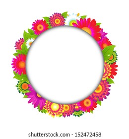 Banner With Color Flowers With Gradient Mesh, Vector Illustration