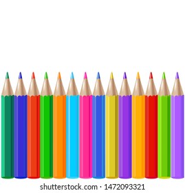 banner colored pencils, 3D vector ,isolated on white background