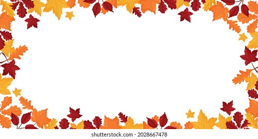 Banner with colorful autumn leaves. Vector cartoon style.