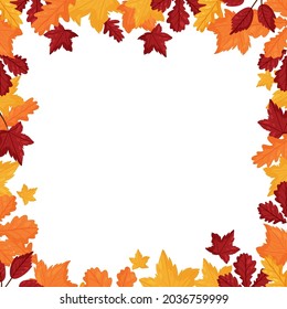 Banner with colorful autumn leaves. Vector cartoon style.