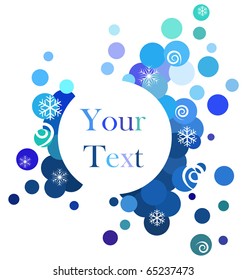 Banner with colorful circles and snowflakes on winter theme